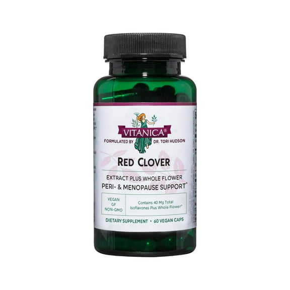 Vitanica Red Clover Blossom and Leaf Extract 500mg with 8% Isoflavones, Plus 175mg Blossoms, Menopause Relief Support for Women, 2 Month Supply, Non-GMO, Gluten Free, Vegan Supplement, 60 Capsules