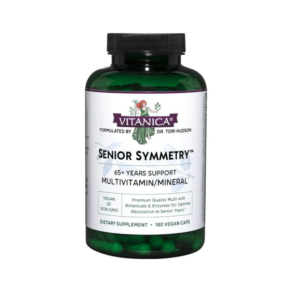 Vitanica, Senior Symmetry, 65 Years and Up Multivitamins and Minerals, Vegan, 180 Capsules