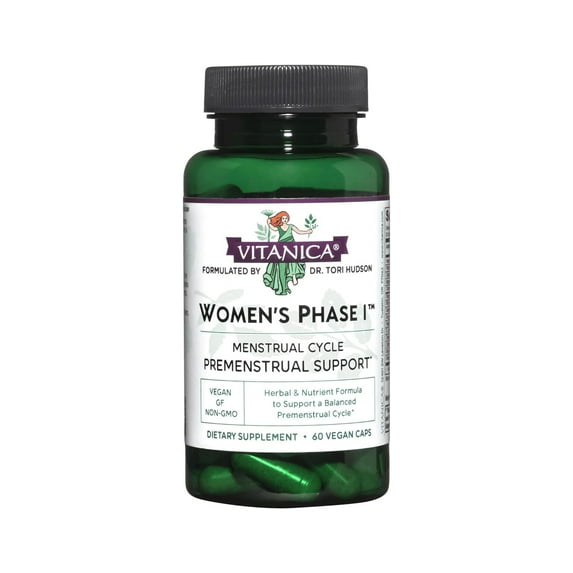 Vitanica Women's Phase I, Premenstrual Support, Vegan, 60 Capsules