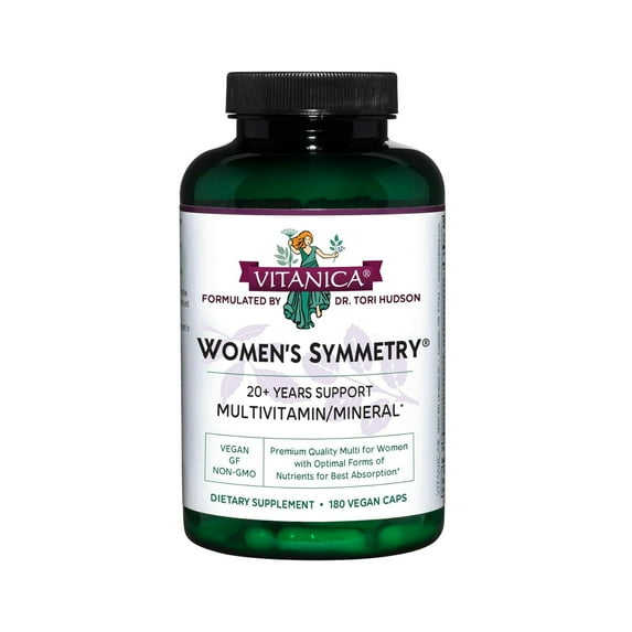 Vitanica Women's Symmetry, High Potency Daily Multivitamin, Vegan, 180 Capsules