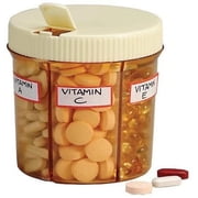 GMS Vitanizer 6 Section Vitamin Dispenser and Organizer with Easy-Turn Lid and Self-Adhesive Labels
