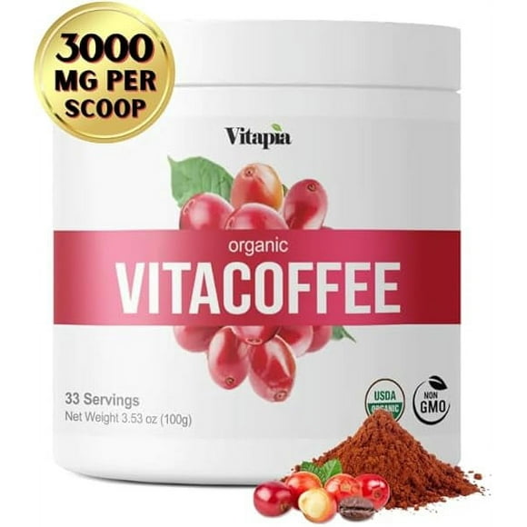 Vitapia Vitacoffee Coffee Fruit Caffeine Powder - Energy, Memory, Focus, Metabolism Support - 100g & 33 Day Supply
