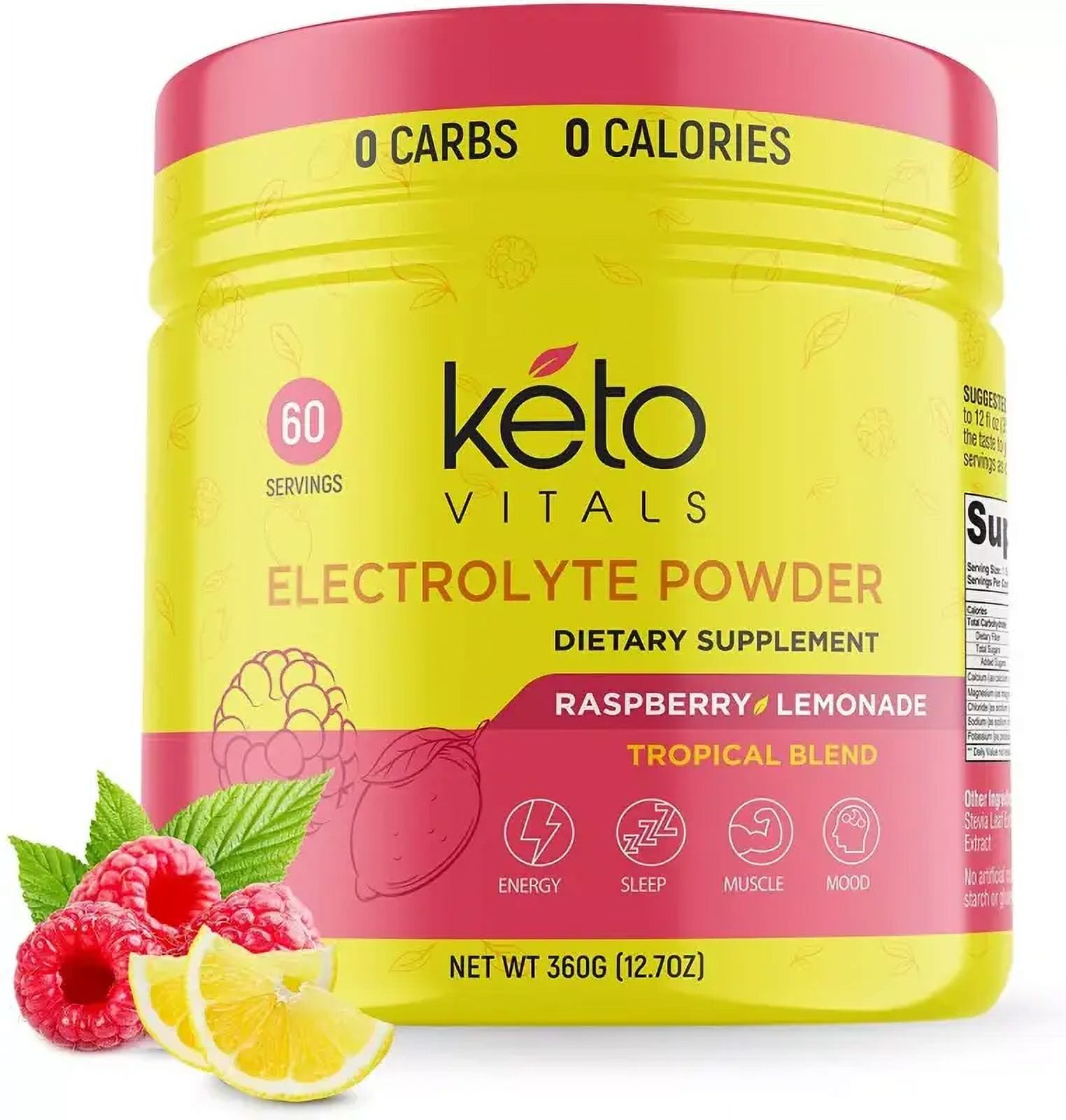 Vitar Life Keto Vitals Electrolyte Powder Raspberry Lemonade Energy