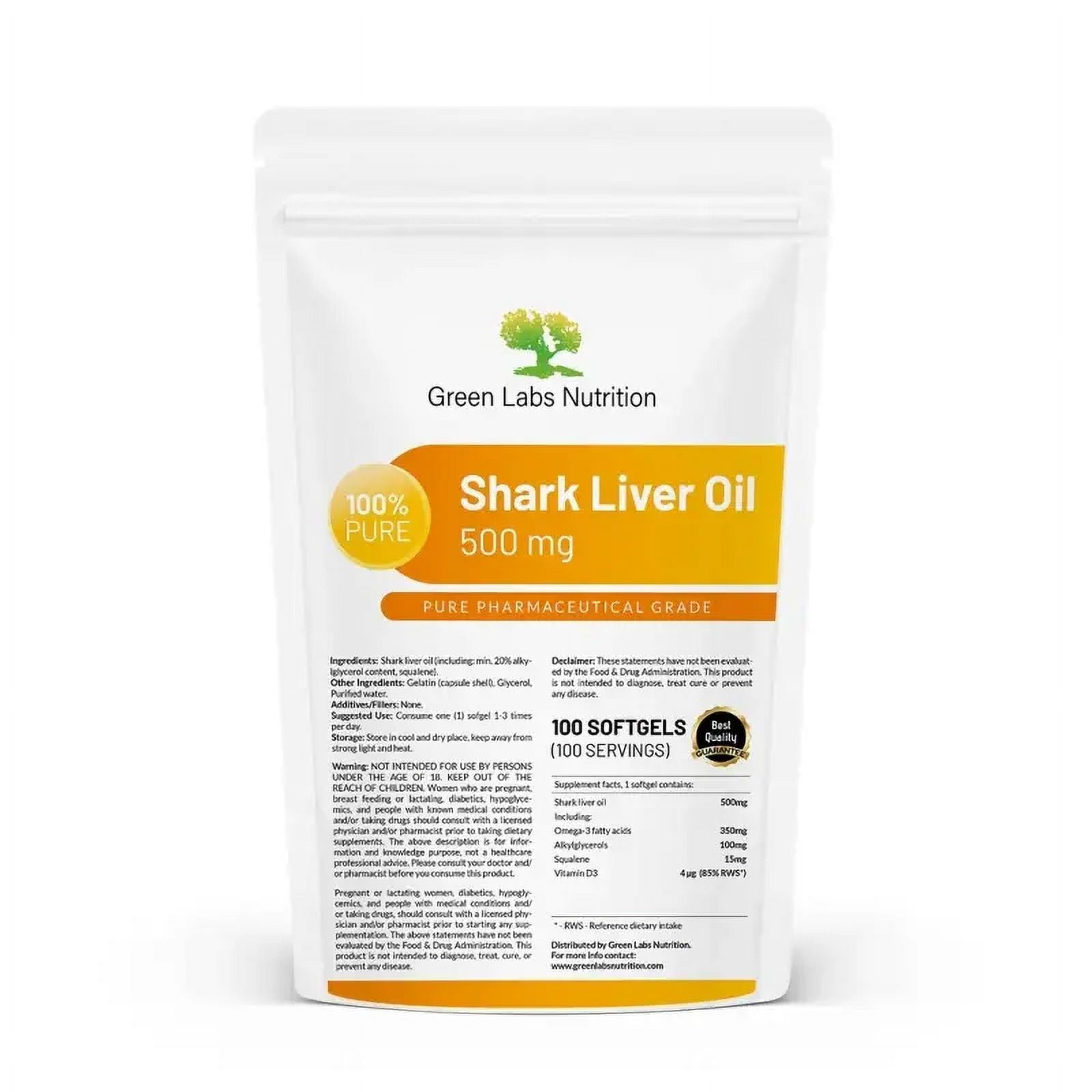 Vitar Life Shark Liver Oil 500mg Softgels Squalene and 20% ...