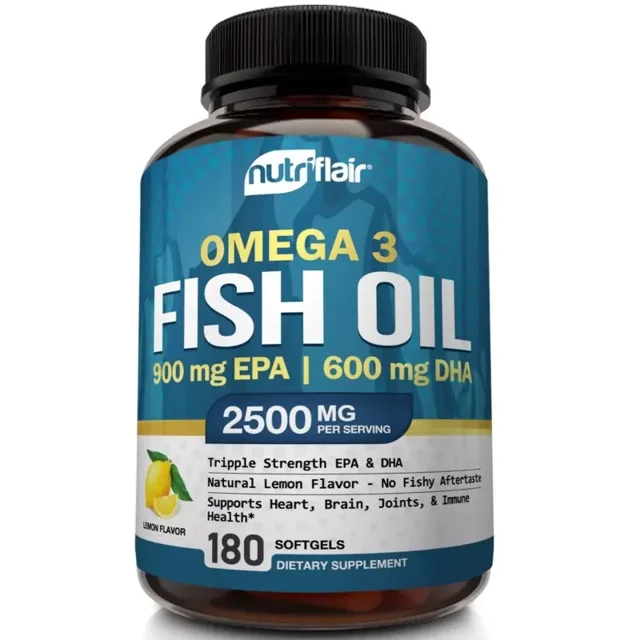 Vitar LifeOmega 3 Fish Oil Supplement Lemon Flavor, No Fishy Burps