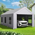 Vitarpatio 12'x20' Carport with 6 Rollup Mesh Windows & Rolling Door