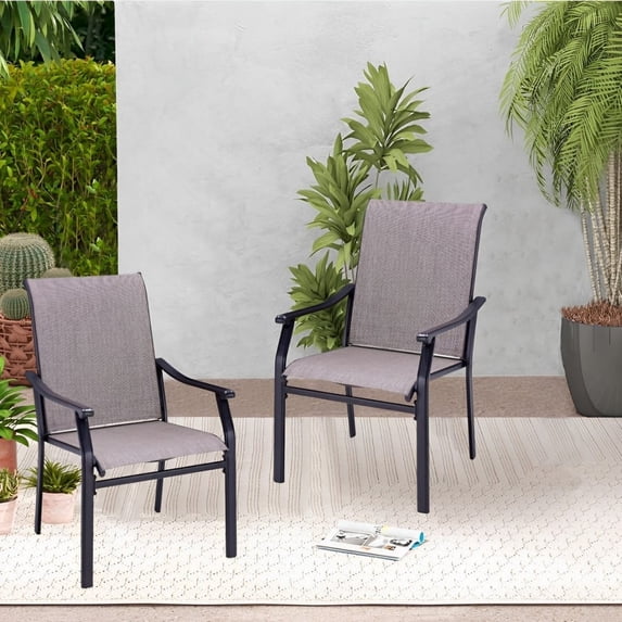 Vitarpatio Outdoor Dining Chairs - Set of 2, High Back Metal Patio Chairs