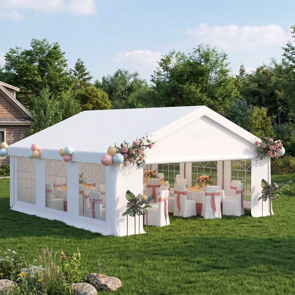 Vitarpatio 20x16ft Party Tent Heavy Duty, Waterproof Outdoor Canopy Tent Carport Large Wedding Tent Event Shelter Gazebo with Removable Sidewalls and Built-in Sandbags, White