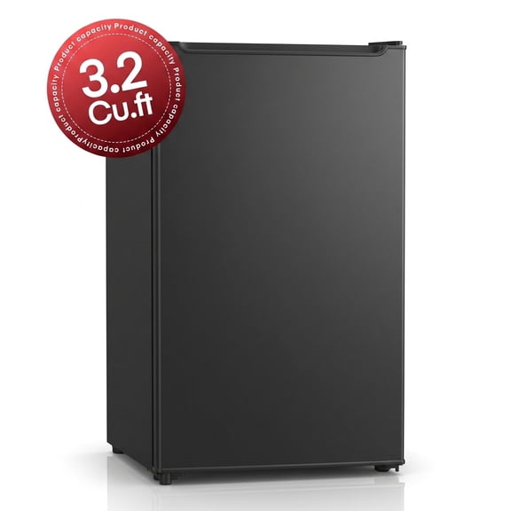 Vitarpatio 3.2 Cu.Ft. Compact Refrigerator Cooler, Single Door Mini Refrigerator with Chiller Compartment, Dorm Mini Fridge with Freezer, Adjustable Thermostat, LED Light and Reversible Door, Black