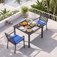 thumbnail image 1 of Vitarpatio 3 Piece Outdoor Patio Dining Set, Metal Patio Furniture Set with Square Table and 2 Chairs, All Weather Outdoor Dining Table and Chairs Set for 2, Hollow Back Armchairs W/ Cushions, 1 of 8
