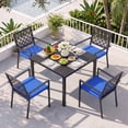 thumbnail image 1 of Vitarpatio 5 Piece Outdoor Patio Dining Set, Metal Outdoor Furniture Set with Square Dining Table and 4 Chairs, All-Weather Patio Table and Chairs Set for 4, Hollow Back Armchairs W/ Cushions, 1 of 10