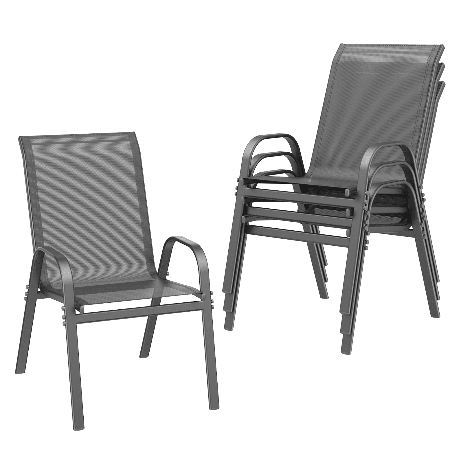Vitarpatio Patio Dining Chairs Set of 4, Stackable Outdoor Chairs, Metal Frame, Textilene Fabric ...