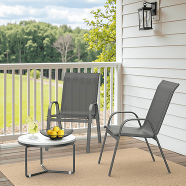 Vitarpatio Outdoor Patio Dining Chairs Set of 2, Stackable Patio Chairs Metal Outdoor Chair High Back Textilene Armchairs