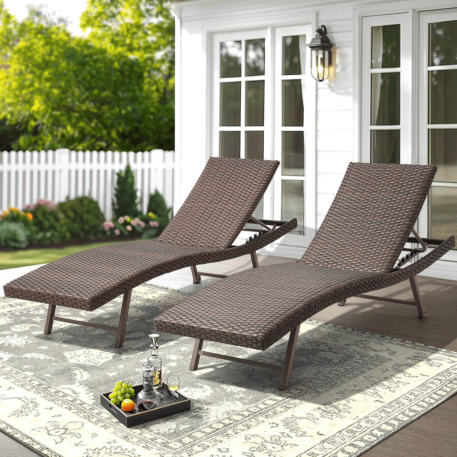 Rattan Outdoor Reclining Chaise Patio Chairs Set Of Magic Union