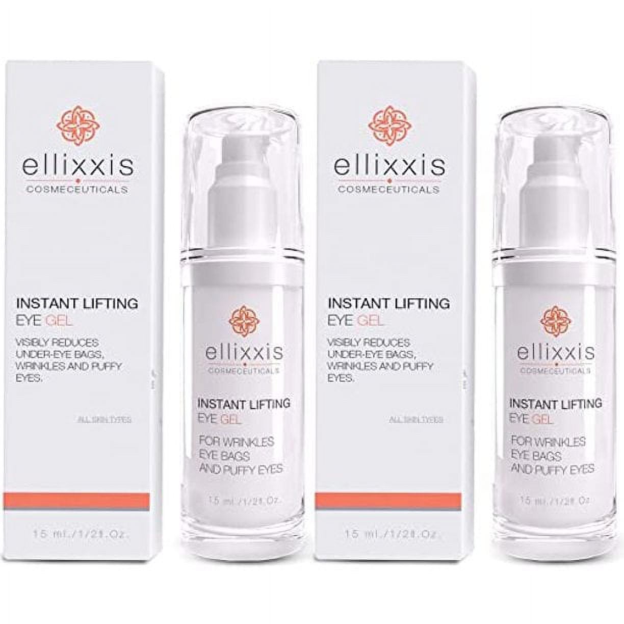 Vitasei Ellixxis Instant Eye Gel- Moisturizing Eye Lifting Cream for Dark Circles & Puffiness, Under Eye Cream for Fine Lines & Wrinkles, Anti-Aging Cream for Men & Women, Non-GMO - 0.5 Fl Oz (2 Pack)