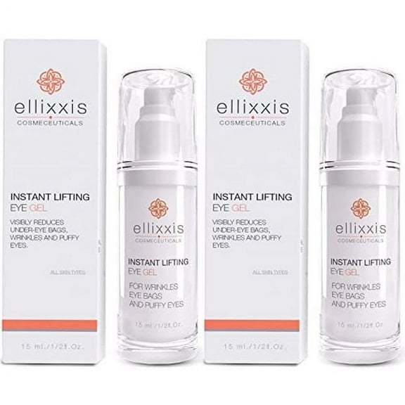 Vitasei Ellixxis Instant Eye Gel- Moisturizing Eye Lifting Cream for Dark Circles & Puffiness, Under Eye Cream for Fine Lines & Wrinkles, Anti-Aging Cream for Men & Women, Non-GMO - 0.5 Fl Oz (2 Pack)