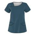 thumbnail image 1 of Vitastitch Navy Blue Scrubs for Women, Women's Solid Color Scrubs Short Sleeve Top with Double Pockets - Breathable Polyester Nursing Uniform, Colorfast & Wash-Resistant for Healthcare Blue 5Xl, 1 of 3
