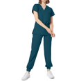 thumbnail image 1 of Vitastitch Scrubs for Women Set Clearance, Women's Scrubs Set 2-Piece Soft Breathable Lightweight Summer Nursing Uniform V-Neck Elastic Waist Stretch Fit Multi-Pocket Scrub Top & Pants, 1 of 4