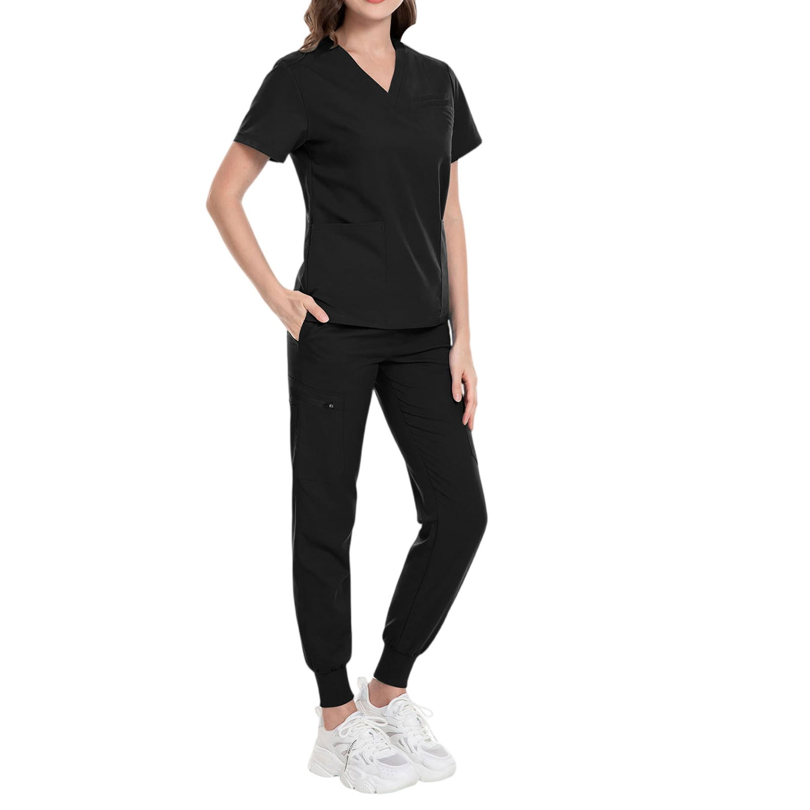 Dark Splash  Women's V Neck Scrub Top Nurse Uniform with Deep Front Pockets main image 1