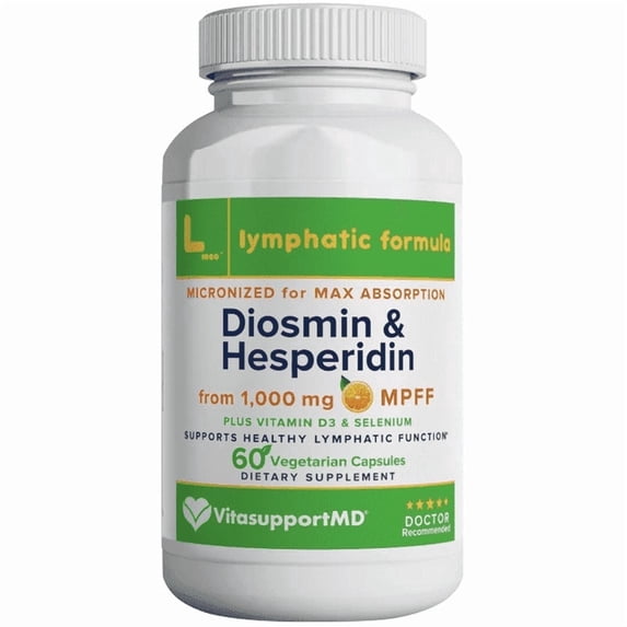 Lymphatic Formula, Lymphatic Drainage Supplement, Diosmin Hesperidin 1000mg, 60 Count