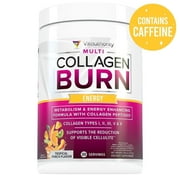 Vitauthority Multi Collagen Peptides Energy Hydrolyzed Collagen Burn Powder, Tropical Punch, 30 servings