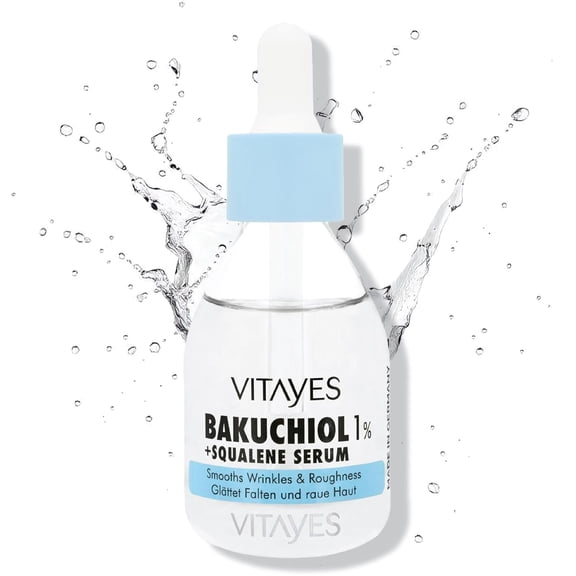 Vitayes 1% Bakuchiol Bio-Retinol Serum - Natural Retinol Serum Alternative, Moisture, Skin Repair - Anti-Aging & Gentle Care - For Renewed and Radiant Skin, 30ml