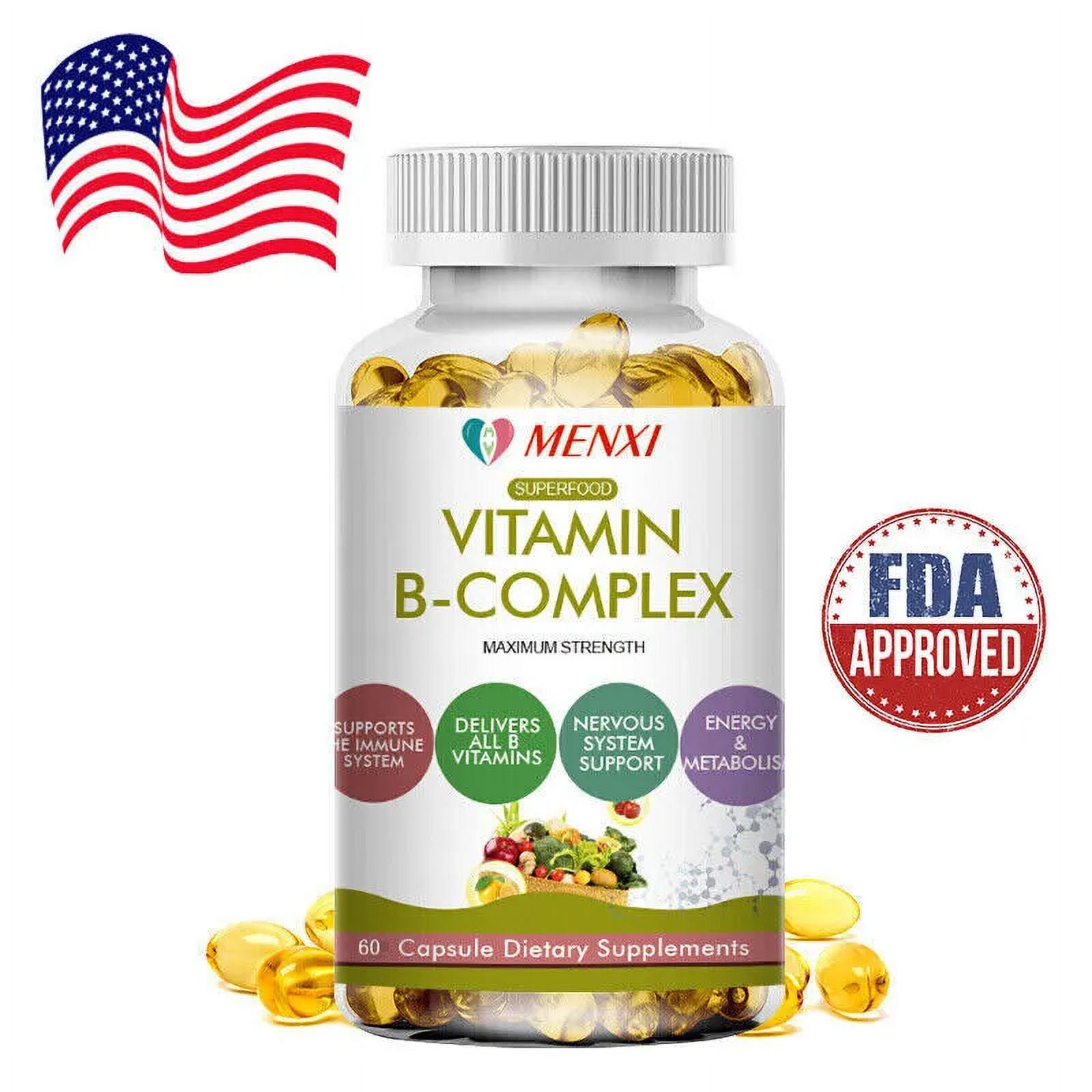 Vitazens Vitamin B Complex Capsules B B B B B B B B Folic Acid Biotin Energy