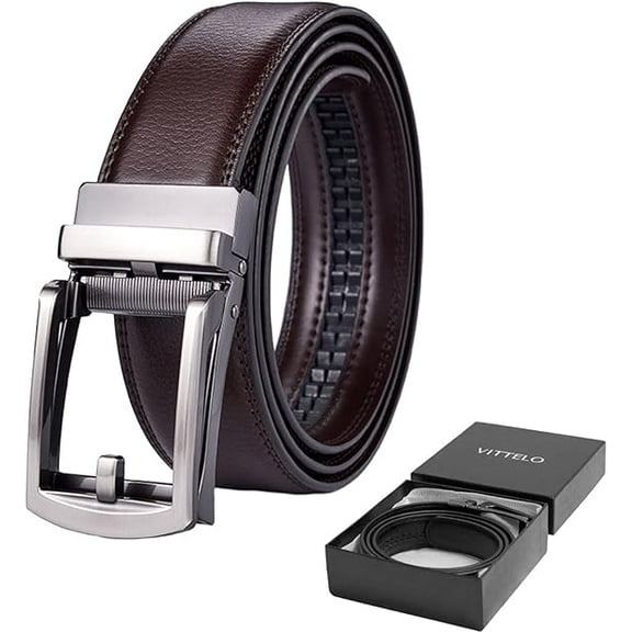 Vitello Belt Men, The Vittelo Belt, Vittelo Leather Belt Men, Premium Adjustable Leather Belt - Stylish Metal Buckle(Brown)