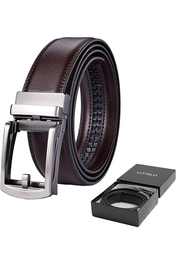 Vitello Belt Men, The Vittelo Belt, Vittelo Leather Belt Men, Premium Adjustable Leather Belt - Stylish Metal Buckle(Brown)