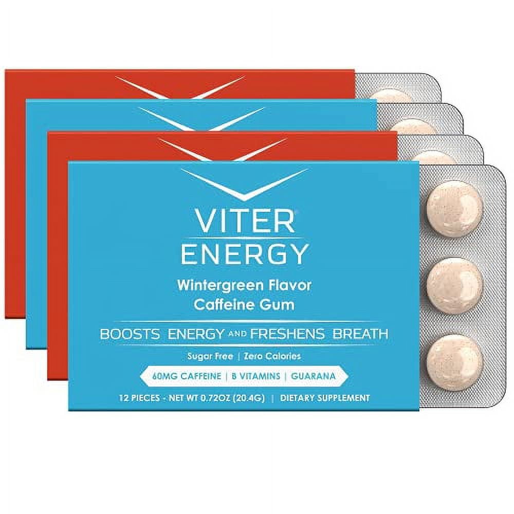 Viter Energy Chewing Gum 60mg Caffeine & B Vitamins, Wintergreen