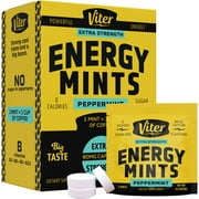 Viter Energy Extra Strength Mints 80mg Caffeine & B Vitamins, Peppermint - 3 Count Pack of 30