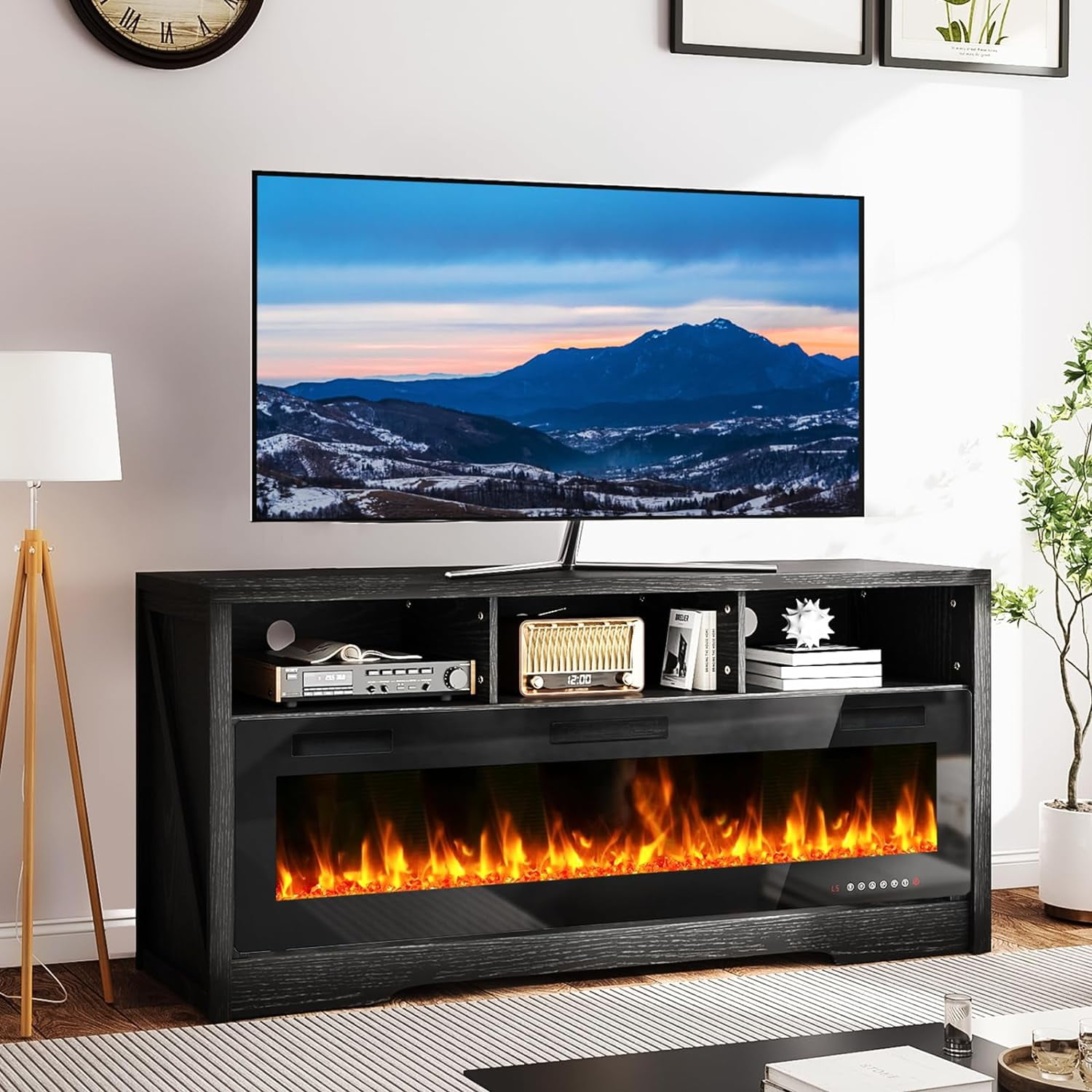 60 inch tv console with fireplace discount