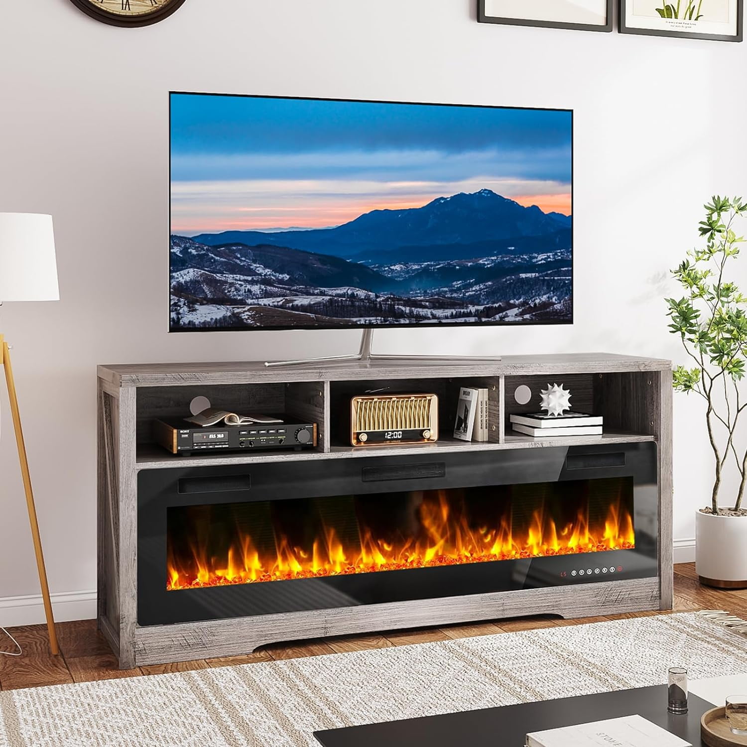 Entertainment center with fireplace for 65 inch tv discount