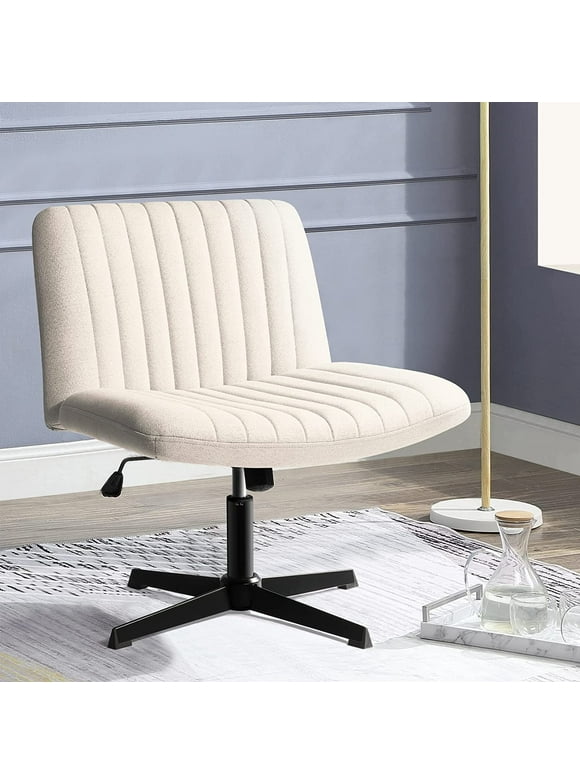 Vitesse Armless Office Desk Chair No Wheels,Fabric Padded Modern Swivel Vanity Chair,Height Adjustable Home Office Chair