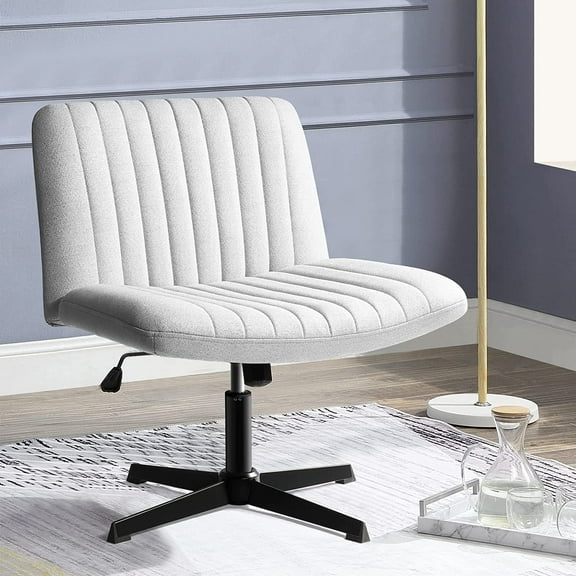 Vitesse Armless Office Desk Chair No Wheels,Fabric Padded Modern Swivel Vanity Chair,Height Adjustable Wide Seat Computer Task Chair for Home Office