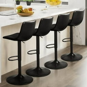 Vitesse Bar Stools Set of 4 Modern Swivel Bar Chairs, Barstools Counter Height with High Backrest, Adjustable Faux Leather Upholstered Bar Stool for Bar, Kitchen, Dining Room