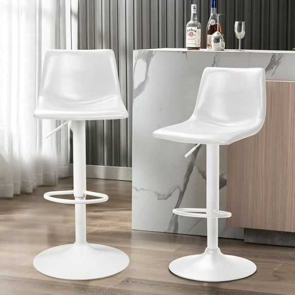 Vitesse Bar Stools Set of 4 Modern Swivel Bar Chairs, Barstools Counter Height with High Backrest, Adjustable Faux Leather Upholstered Bar Stool for Bar, Kitchen, Dining Room
