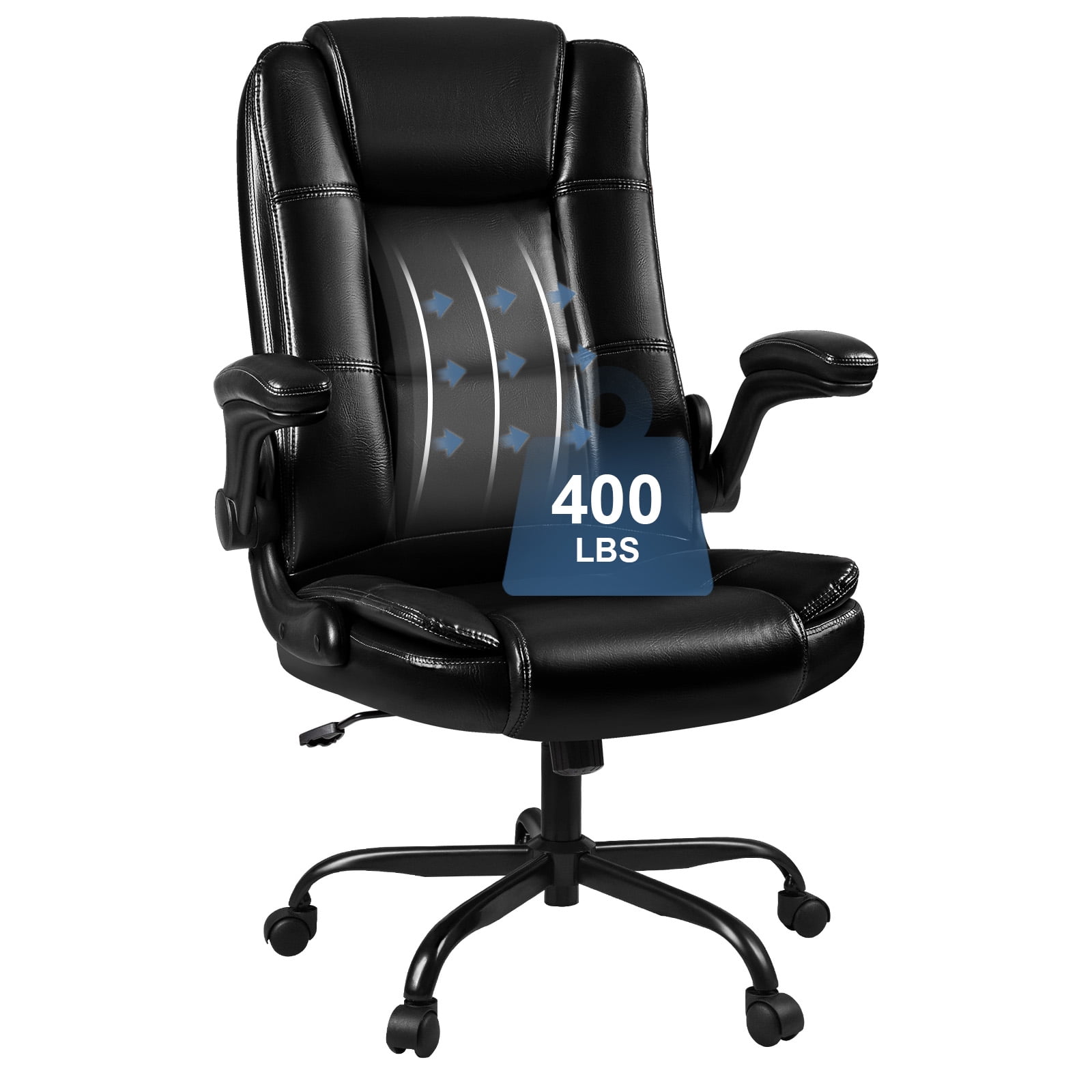 Vitesse Big and Tall Office Chair Ergonomic Black Leather Desk Chair Comfortable and Stylish Set of 1
