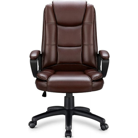 Vitesse Home Office Chair, Big and Tall Chair 8 Hours Heavy Duty Design, Ergonomic High Back Cushion Lumbar Back Support, Computer Desk Chair, , Adjustable Executive Leather Chair With Arms (Brown)