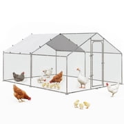 Bossin Metal Large Chicken Coop, Spire Shape Walk-in Poultry Chicken Hen cage with Waterproof and Anti-Ultraviolet Cover for Outside