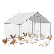 Bossin Metal Large Chicken Coop, Spire Shape Walk-in Poultry Chicken Hen cage with Waterproof and Anti-Ultraviolet Cover for Outside