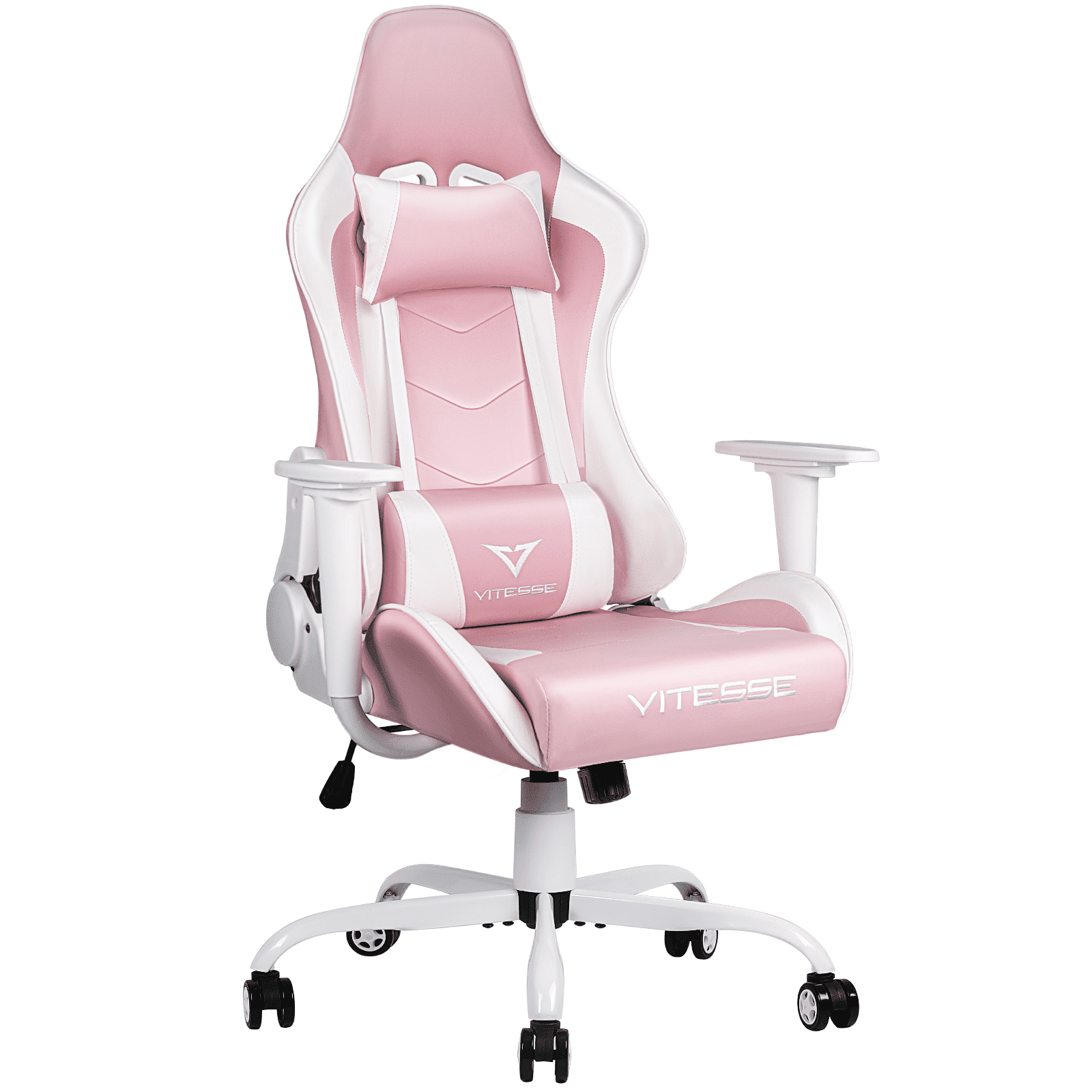 BOSSIN Pink Gaming Chair Cute Kawaii Gaming Chair for Girl Ergonomic Office Desk Chair Racing Office Chair Adjustable High Back Chair Game Chair Swivel Leather Chair with Lumbar Support and Headrest