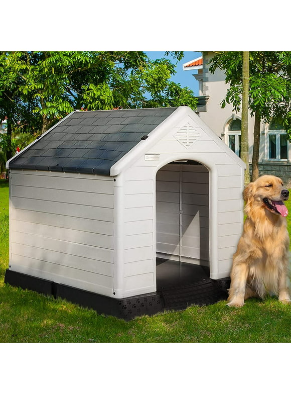 Vitesse Plastic Dog House Outdoor Indoor for Small Medium Larige Dogs,Waterproof Dog Houses with Elevated Floor and Air Vents,Durable Ventilate & Easy Clean and Assemble