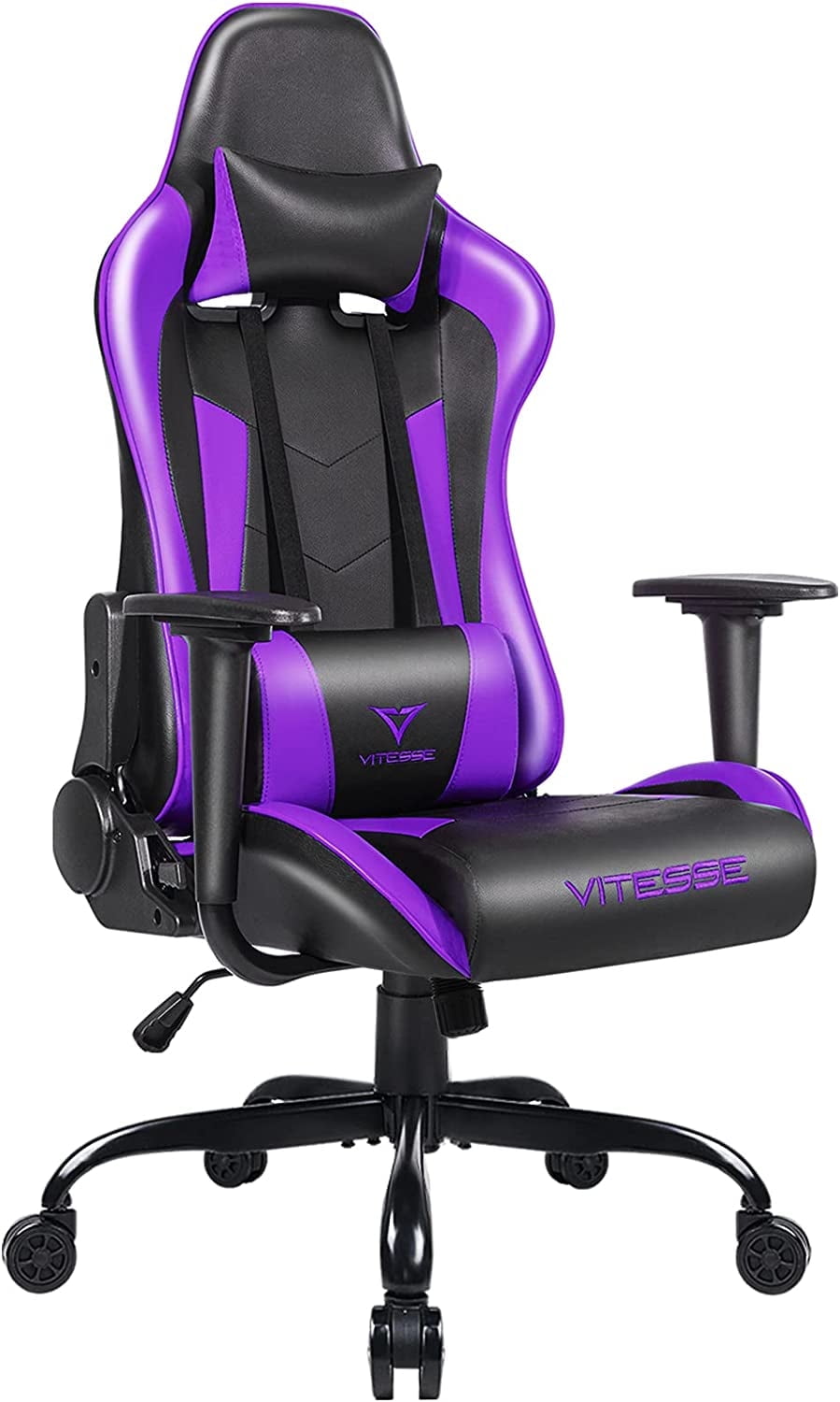 Purple Ergonomic Racing Gaming Chair with Lumbar Support