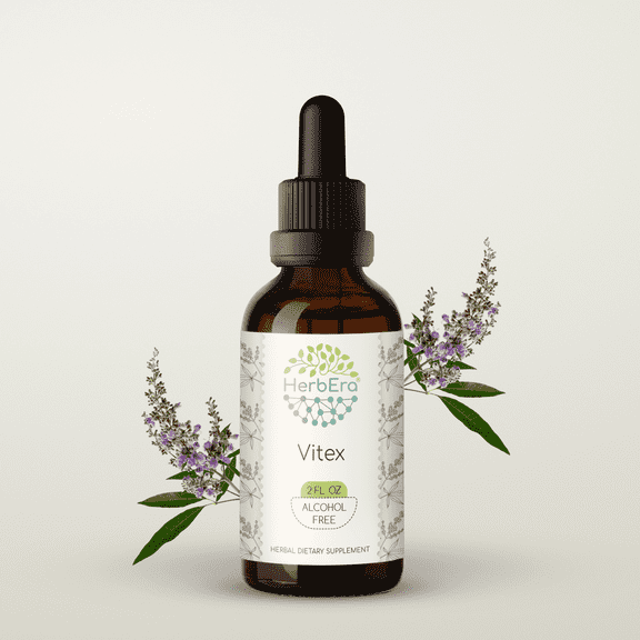 HerbEra Vitex Tincture, Herbal Dietary Supplement for Hormonal Balance Support, Vitex (Chaste Tree, Vitex agnus-castus) Dried Berry Extract, Natural, Alcohol-Free, Drops 2 oz