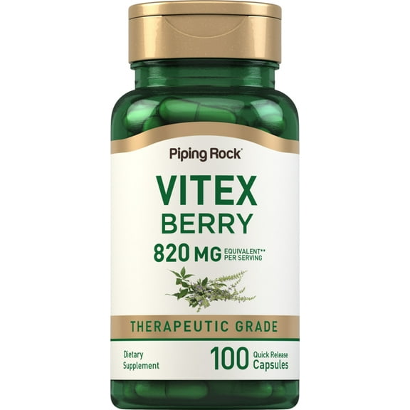 Vitex Chasteberry 820mg | 100 Capsules | Supplement for Women | by Piping Rock