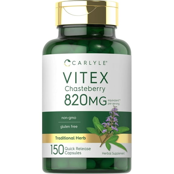 Vitex Chasteberry Supplement | 820mg | 150 Capsules | by Carlyle