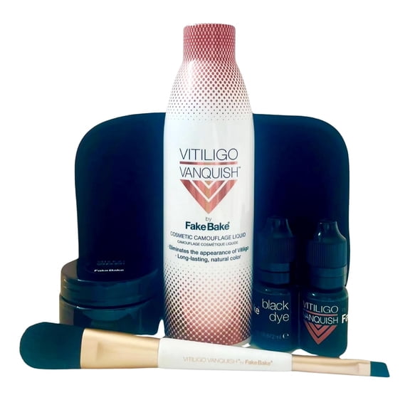 Vitiligo Vanquish Cosmetic Camouflage Kit by Fake Bake Liquid Concealer, Long-Lasting Natural Color Customization Eliminates Appearance of Skin Depigmentation for Women & Men Cover Lasts for Days