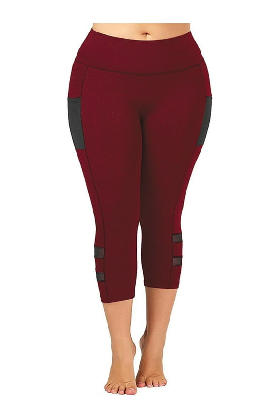 Women's Yoga Pants Plus Size Solid Color Skinny Cropped Leggings
