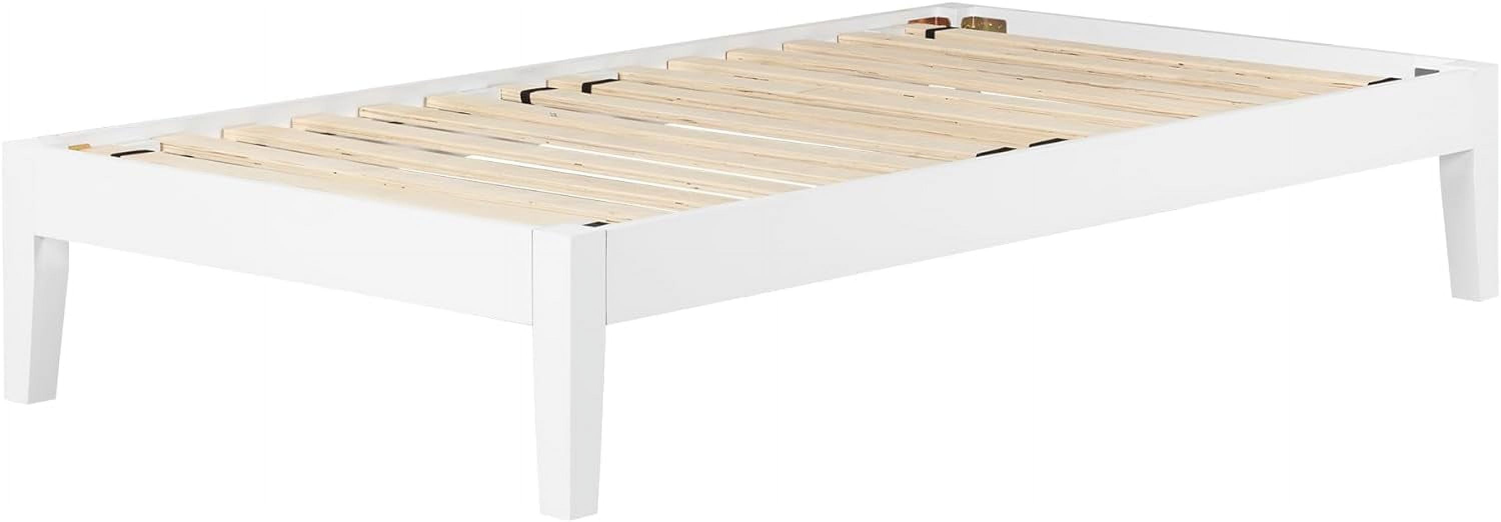 Minimalist Twin-Size Solid Wood Platform Bed in Pure White